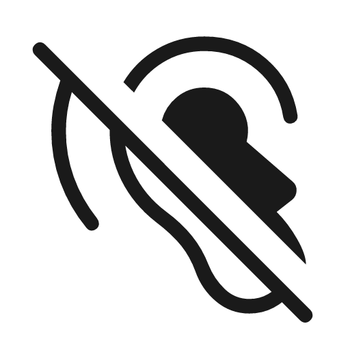 Hearing aid disabled left rounded icon, rounded style, from Material Symbols Light