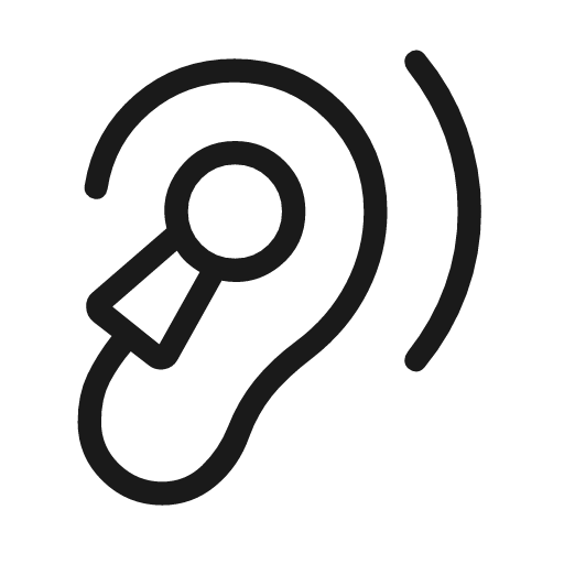 Hearing aid outline rounded icon, rounded style, from Material Symbols Light