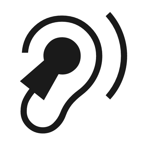 Hearing aid icon, solid style, from Material Symbols Light