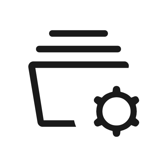 Home storage gear outline rounded icon, rounded style, from Material Symbols Light