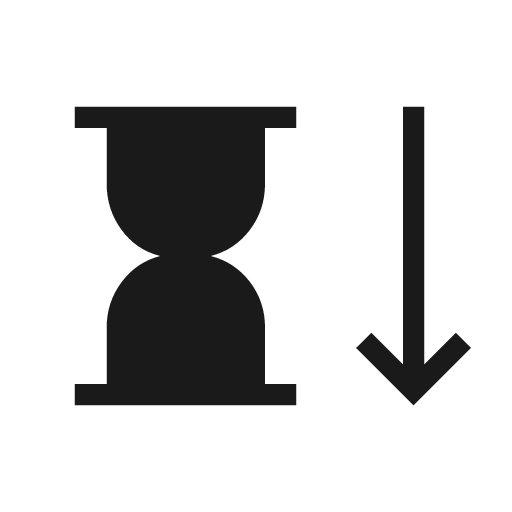 Hourglass arrow down icon, solid style, from Material Symbols Light
