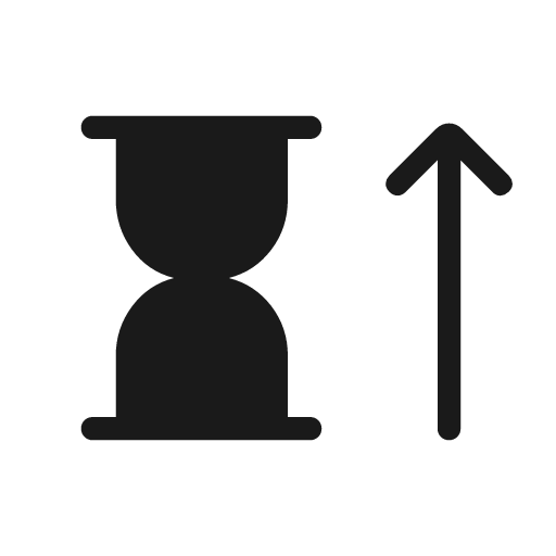 Hourglass arrow up rounded icon, rounded style, from Material Symbols Light
