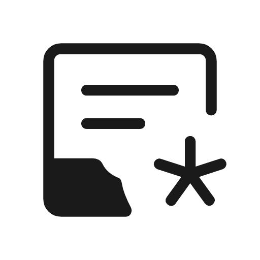 Inbox text asterisk rounded icon, rounded style, from Material Symbols Light