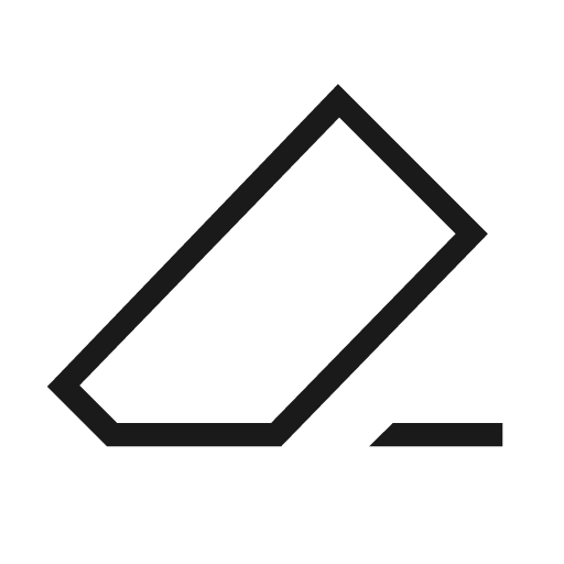 Ink eraser outline sharp icon, sharp-cornered style, from Material Symbols Light