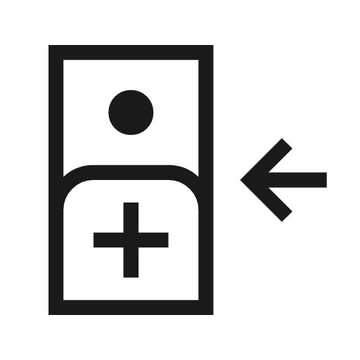 Inpatient outline sharp icon, sharp-cornered style, from Material Symbols Light
