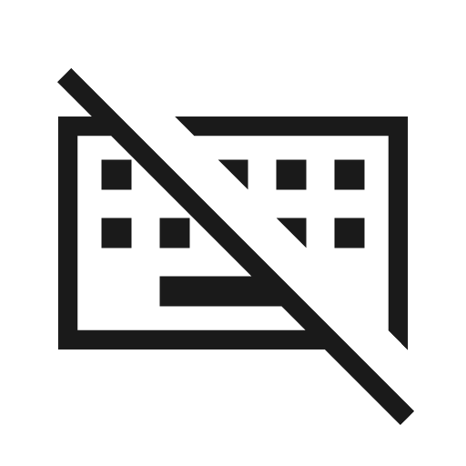 Keyboard off outline sharp icon, sharp-cornered style, from Material Symbols Light