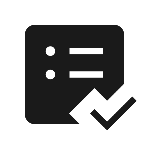 List alt check icon, solid style, from Material Symbols Light