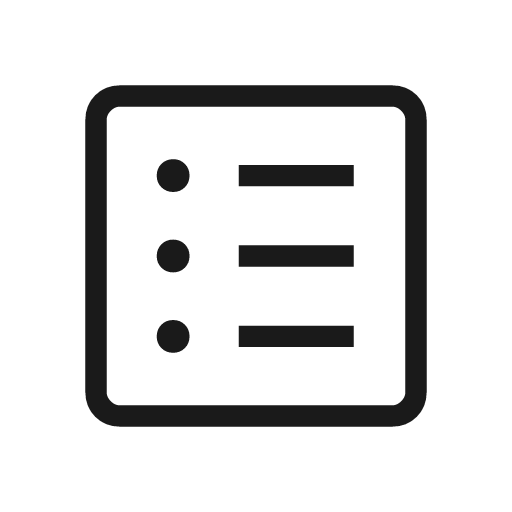 List alt outline icon, outline style, from Material Symbols Light