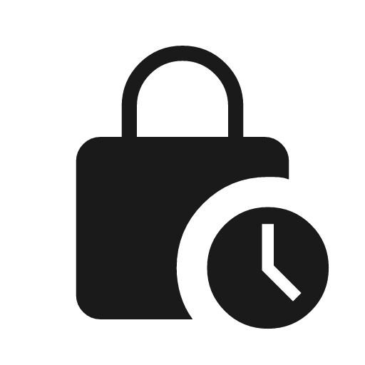 Lock clock icon, solid style, from Material Symbols Light