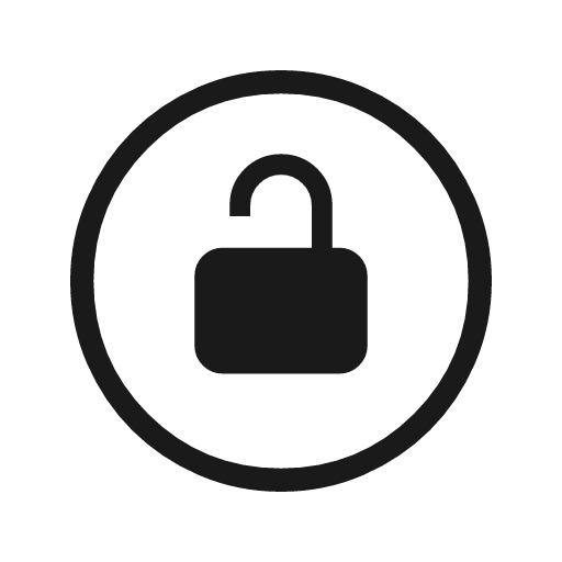 Lock open circle outline icon, outline style, from Material Symbols Light
