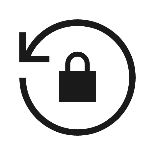 Lock reset sharp icon, sharp-cornered style, from Material Symbols Light