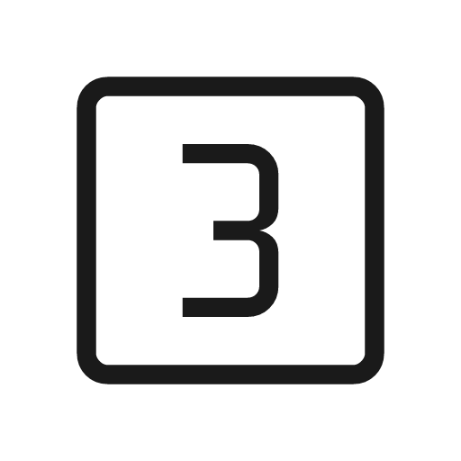 Looks 3 outline icon, outline style, from Material Symbols Light