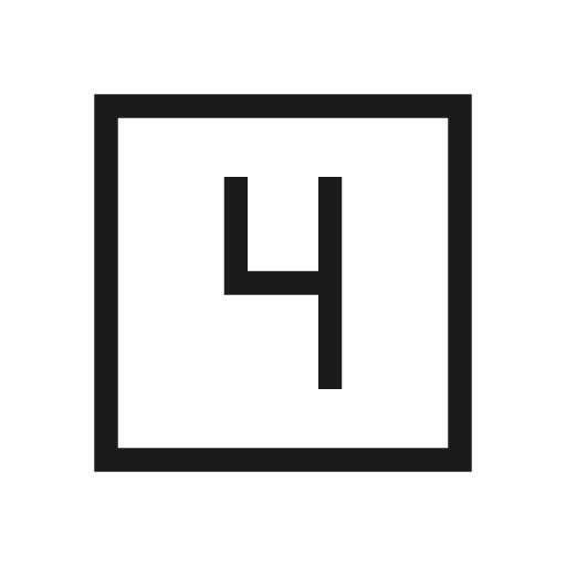 Looks 4 outline sharp icon, sharp-cornered style, from Material Symbols Light