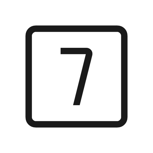 Looks 7 outline icon, outline style, from Material Symbols Light