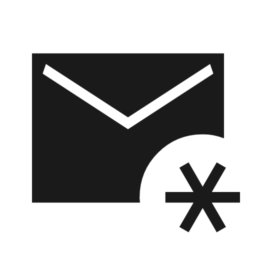 Mail asterisk sharp icon, sharp-cornered style, from Material Symbols Light