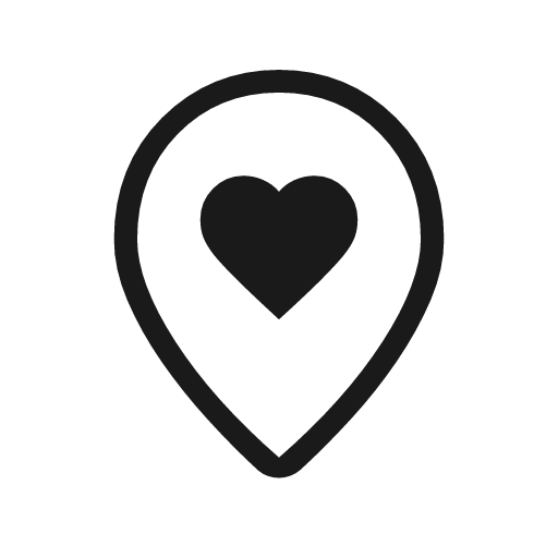 Map pin heart outline rounded icon, rounded style, from Material Symbols Light