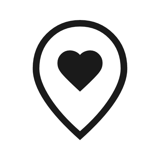Map pin heart outline icon, outline style, from Material Symbols Light