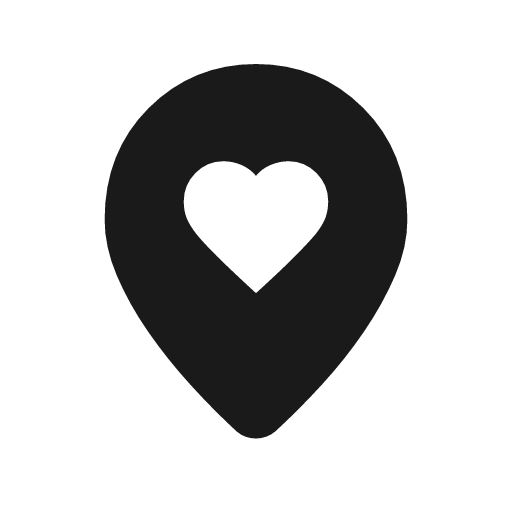Map pin heart rounded icon, rounded style, from Material Symbols Light