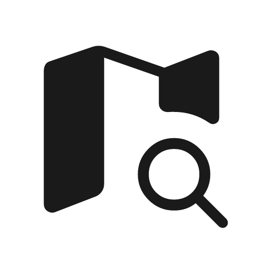 Map search rounded icon, rounded style, from Material Symbols Light