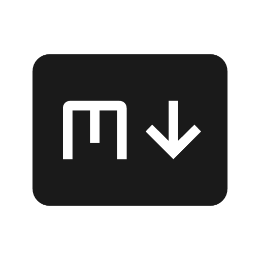 Markdown icon, solid style, from Material Symbols Light