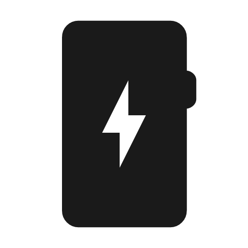 Mobile charge icon, solid style, from Material Symbols Light