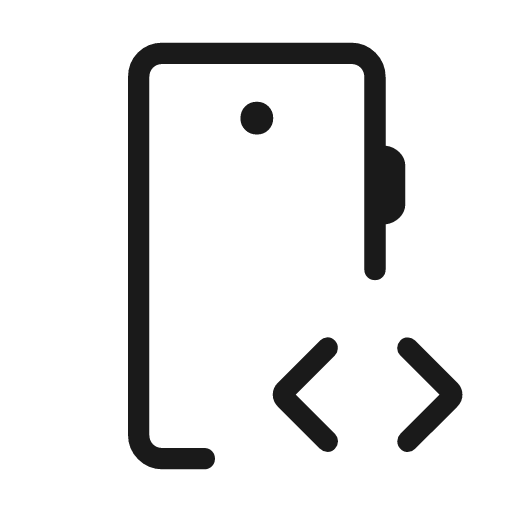 Mobile code outline rounded icon, rounded style, from Material Symbols Light