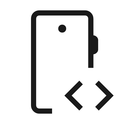 Mobile code outline icon, outline style, from Material Symbols Light