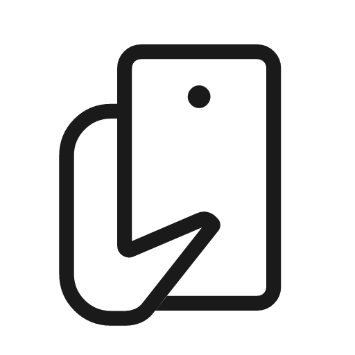 Mobile hand left outline rounded icon, rounded style, from Material Symbols Light