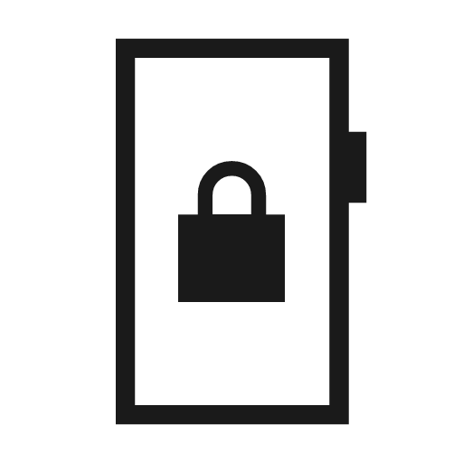Mobile lock portrait outline sharp icon, sharp-cornered style, from Material Symbols Light