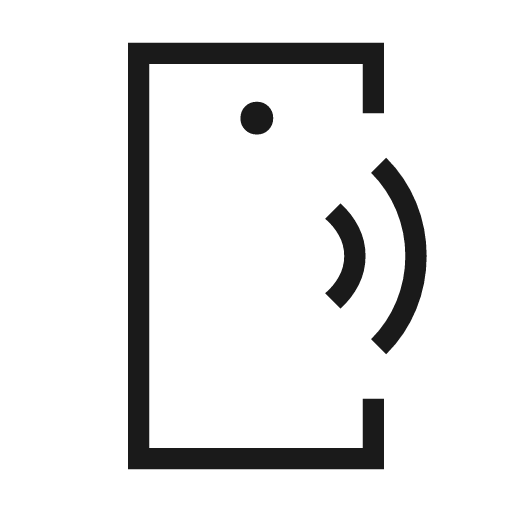 Mobile sound outline sharp icon, sharp-cornered style, from Material Symbols Light