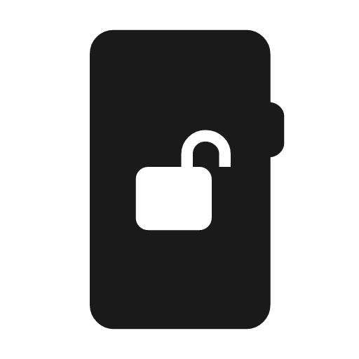 Mobile unlock icon, solid style, from Material Symbols Light