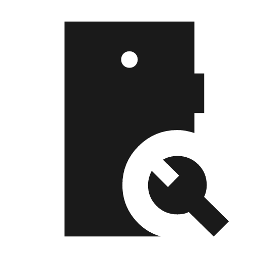Mobile wrench sharp icon, sharp-cornered style, from Material Symbols Light