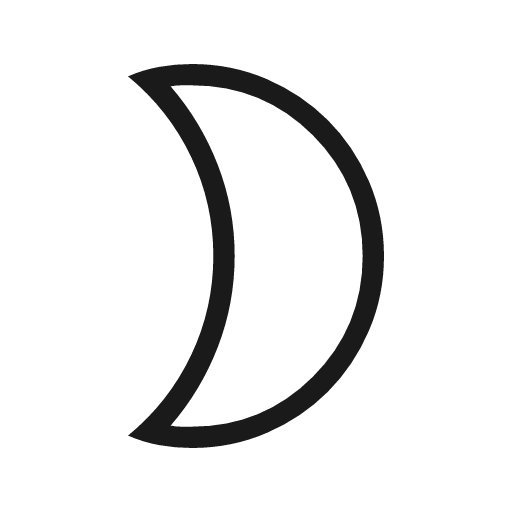 Mode night outline icon, outline style, from Material Symbols Light