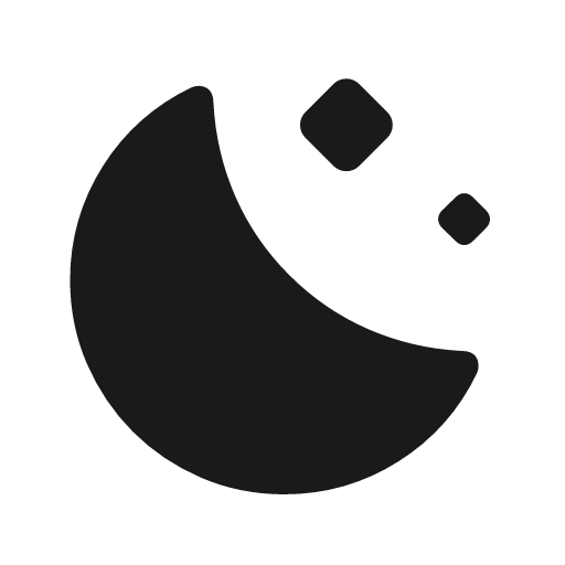 Moon stars rounded icon, rounded style, from Material Symbols Light