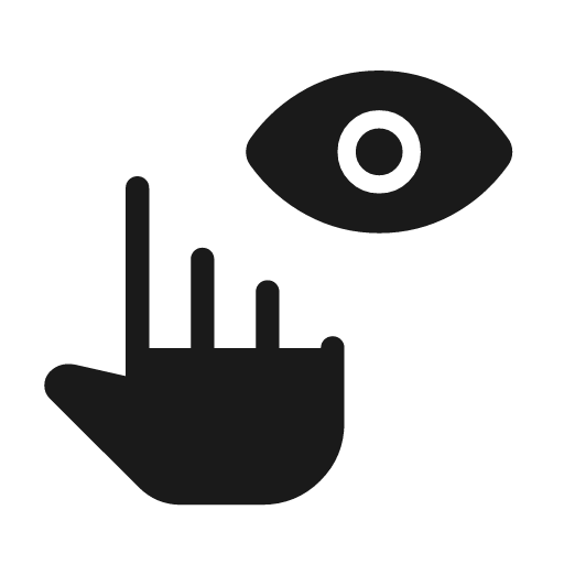 Multimodal hand eye rounded icon, rounded style, from Material Symbols Light