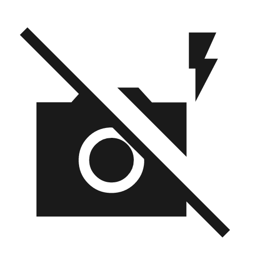 No flash sharp icon, sharp-cornered style, from Material Symbols Light