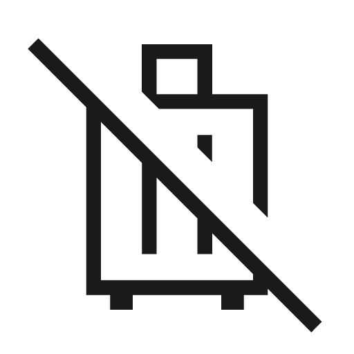 No luggage outline sharp icon, sharp-cornered style, from Material Symbols Light