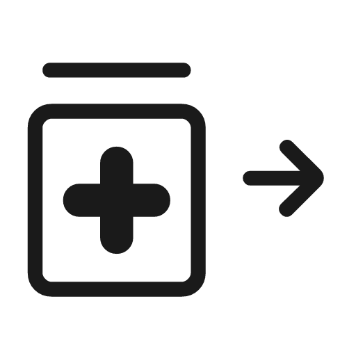 Outpatient med outline rounded icon, rounded style, from Material Symbols Light