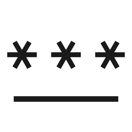 Password icon, solid style, from Material Symbols Light