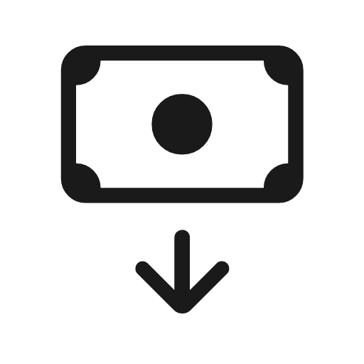 Payment arrow down outline rounded icon, rounded style, from Material Symbols Light