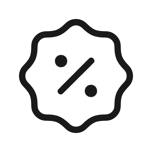 Percent discount outline rounded icon, rounded style, from Material Symbols Light