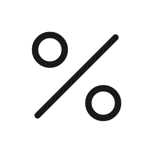 Percent rounded icon, rounded style, from Material Symbols Light
