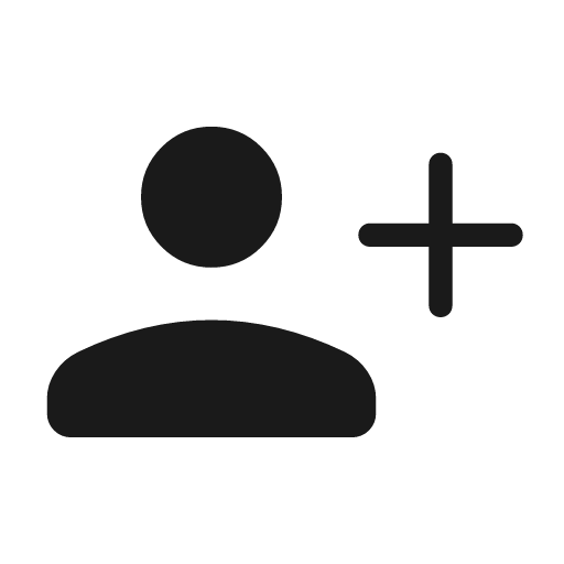 Person add rounded icon, rounded style, from Material Symbols Light