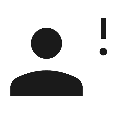 Person alert icon, solid style, from Material Symbols Light