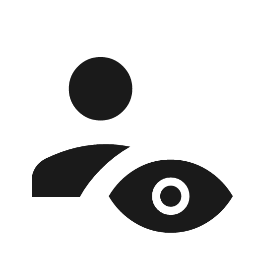 Person eye icon, solid style, from Material Symbols Light