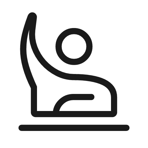 Person raised hand outline rounded icon, rounded style, from Material Symbols Light