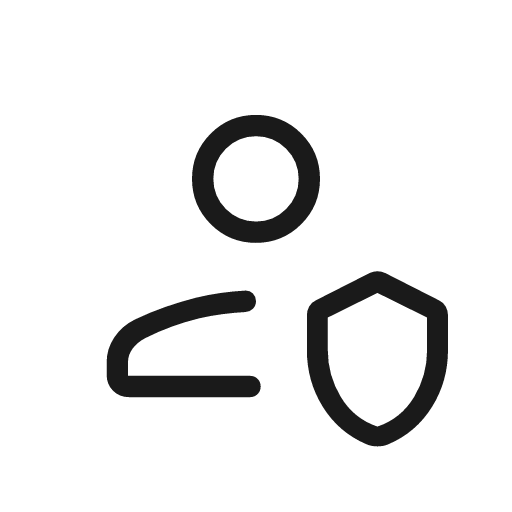 Person shield outline rounded icon, rounded style, from Material Symbols Light