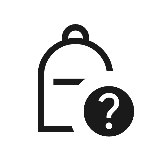 Personal bag question outline sharp icon, sharp-cornered style, from Material Symbols Light