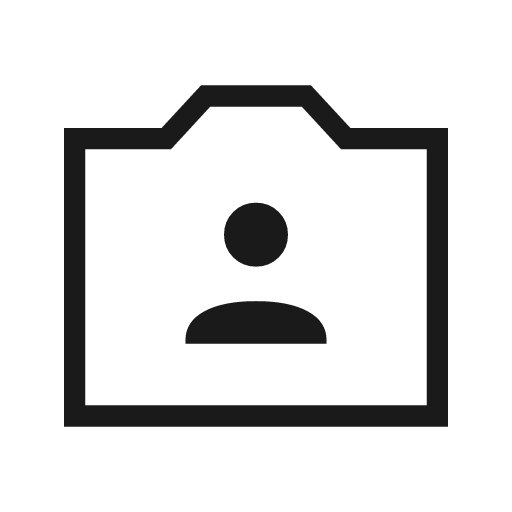 Photo camera front outline sharp icon, sharp-cornered style, from Material Symbols Light