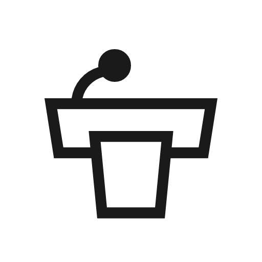 Podium outline sharp icon, sharp-cornered style, from Material Symbols Light